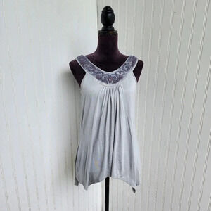 Charming Charlie Women's Tank Top Sleeveless Jewel Beaded Stretch Lighweight S